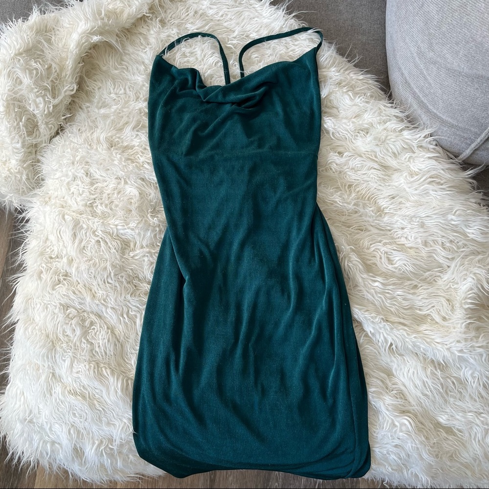 Slinky green cowl neck dress
